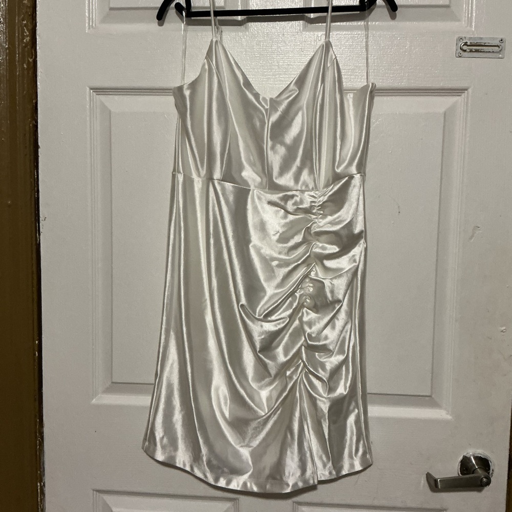Chic White Satin Mini Dress